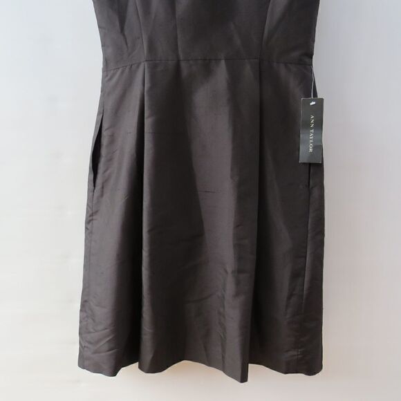 Ann Taylor Dress Womens 8 Minimalist Classic Black Day A-Line Silk Knee Length - Picture 10 of 16